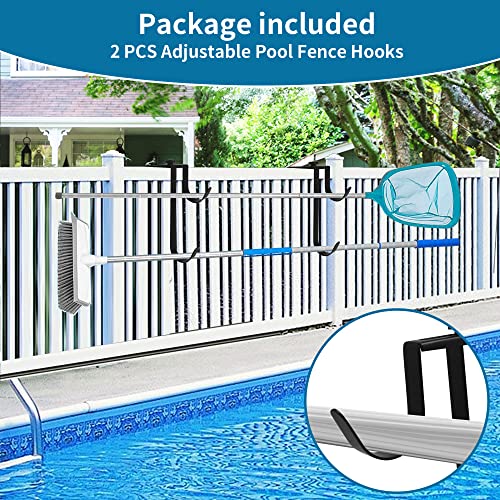 Zhitaoxun Adjustable Aluminum Pool Pole Hanger,Pool Fence Hooks for Pool Poles, 2pcs Swimming Pool Pole Hook,Heavy Duty Fence Hooks for Pool Hose Pool Skimmer Accessories