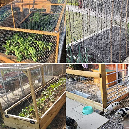 LAOJU Chicken Wire Netting Galvanized Hexagonal Poultry Netting Fence Wire Mesh Roll Fencing Wire Netting Garden Fence Animal Barrier with 25mm Holes, 40 X400CM