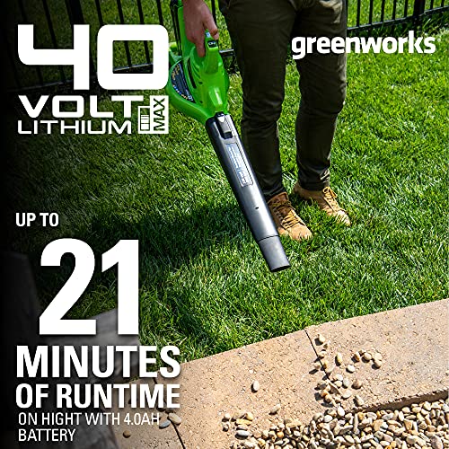 Greenworks 40V (185 MPH / 340 CFM / 75+ Compatible Tools) Cordless Brushless Leaf Blower/Vacuum, Tool Only