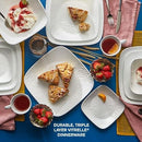 Corelle Cherish 16pc, Service for 4, Dinnerware Set, 8 Plates 8 Bowls, Chip & Break Resistant, Dinner Plates and Dinner Bowls, Corelleware Plates, White