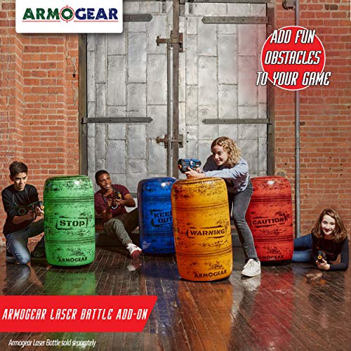 ArmoGear Inflatable Battle Barrels | Team Colored Inflatable Battle Zones | Red, Blue, Green, & Orange | Pump Included | Compatible with Nerf, Laser X, Water Blasters, Paintball Etc.!