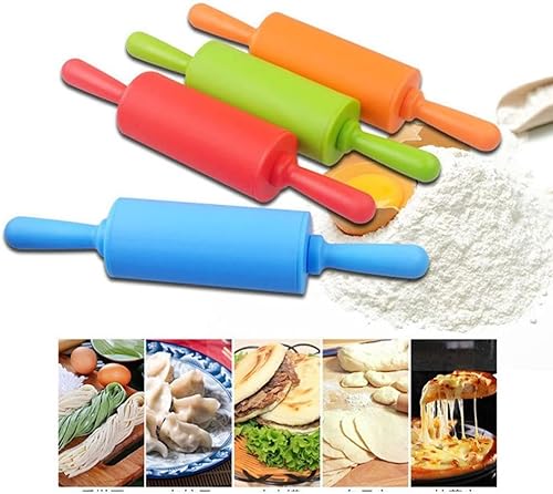 Plastic Handle Rolling Pin Non-Stick Silicone Rolling Pins,Mini Rolling Pin for Kids,Mini Silicone Rolling Pin,3 Pcs Rolling Pin Dough Roller,Silicone Rolling Pins Small Kitchen Dough Rolling Pins