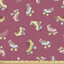 Ambesonne Hobby Fabric by The Yard, Retro Style Roller Skates Old Time Outdoor Classics Fun Activities, Decorative Fabric for Upholstery and Home Accents, 1 Yard, Rose Pink