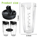 24OZ Replacement Cups Set,24OZ / 710 ml Measuring Scale Cups & Seal Lids Compatible with Nutri Ninja Auto IQ Series Blenders,Mixer Replacement Accessories Parts