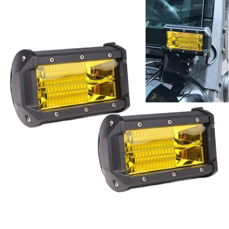 2x 5inch Flood LED Light Bar Offroad Boat Work Driving Fog Lamp Truck Yellow - Coll Online