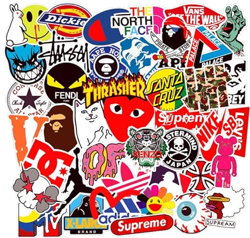 100pcs Cool Brand Skateboard Teens Skate Stickers for Laptop Water Bottles Car Luggage Bicycle Helmet Motorcycle Bumper (100pcs Skate Logo)