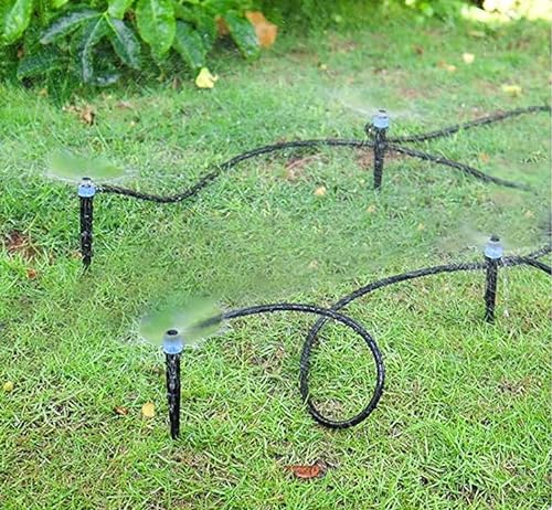 Yulaiyoen 50 Pack Drip Irrigation Emitters Adjustable Irrigation Dripper 360 Degree Full Circle Pattern Water Flow Bubbler with Stake for 1/4 inch Irrigation Hose for Garden Greenhouse Vegetable