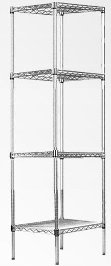 Modular Chrome Wire Storage Shelf 450 x 450 x 1800 Steel Shelving