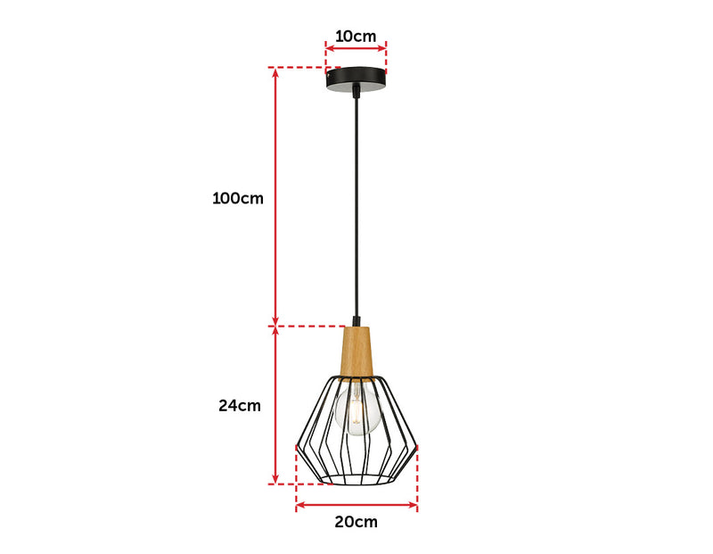 Wood Pendant Light Bar Black Lamp Kitchen Modern Ceiling Lighting