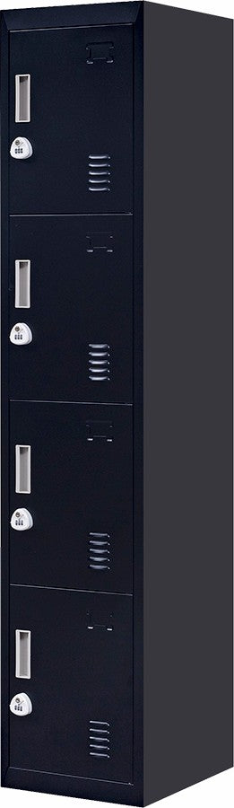 3-digit Combination Lock 4 Door Locker for Office Gym Black