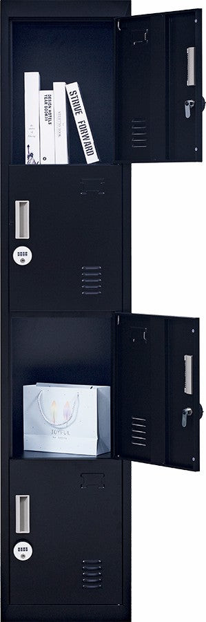 4-digit Combination Lock 4 Door Locker for Office Gym Black