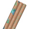 Hallmark Holiday Sustainable Kraft Gift Wrap with Cut Lines on Reverse (3 Rolls: 90 sq. ft. ttl) Wintry Nature: White Snowflakes, Blue and Green Foliage, Christmas Trees, 0005JXW1051