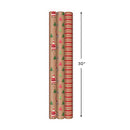 Hallmark Recyclable Christmas Wrapping Paper with Cut Lines on Reverse (3 Rolls: 90 sq. ft. ttl) Kraft Brown with Santas, Green Trees, Red Stripes, 0005JXW1050