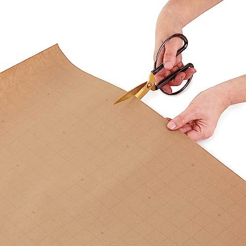 Hallmark Holiday Sustainable Kraft Gift Wrap with Cut Lines on Reverse (3 Rolls: 90 sq. ft. ttl) Wintry Nature: White Snowflakes, Blue and Green Foliage, Christmas Trees, 0005JXW1051