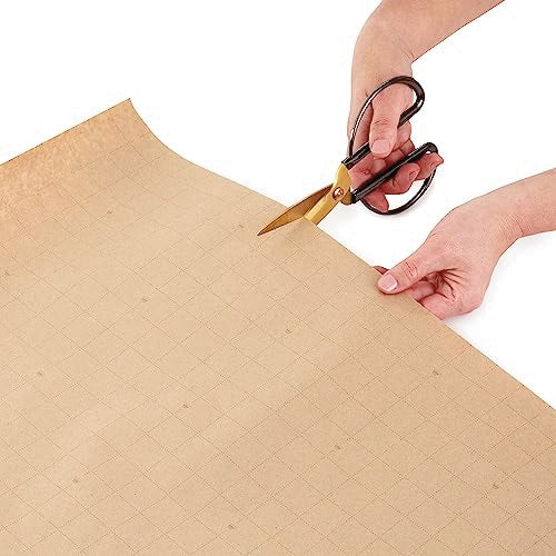 Hallmark Recyclable Kraft Wrapping Paper with Cut Lines (3 Rolls: 90 Sq. Ft. Ttl.) Minimalist Christmas, White Trees, Deer Antlers, Snowflakes on Brown Kraft for Holidays, Weddings, Winter Solstice, 30 Sq Ft (0005JXW1210)