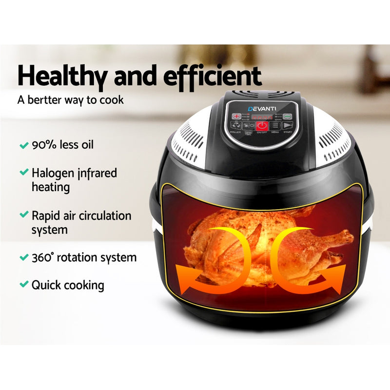 Devanti 10L 6 Function Convection Oven Cooker Air Fryer- Black - Coll Online