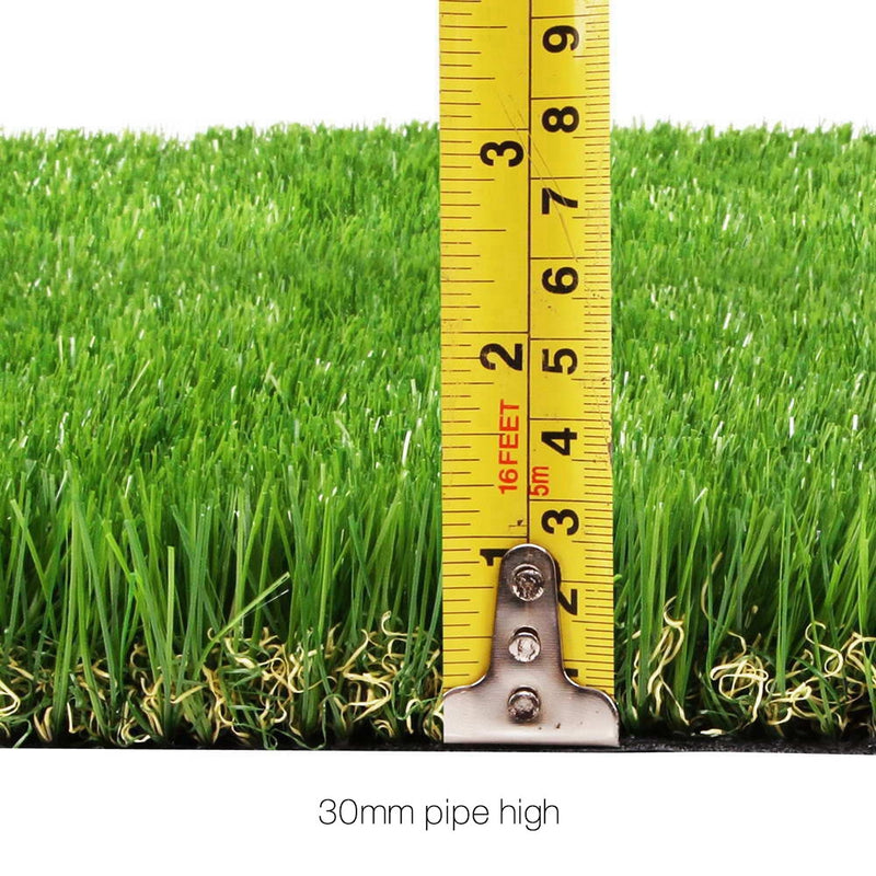 Primeturf Synthetic 30mm  1.9mx5m 9.5sqm Artificial Grass Fake Turf 4-coloured Plants Plastic Lawn - Coll Online