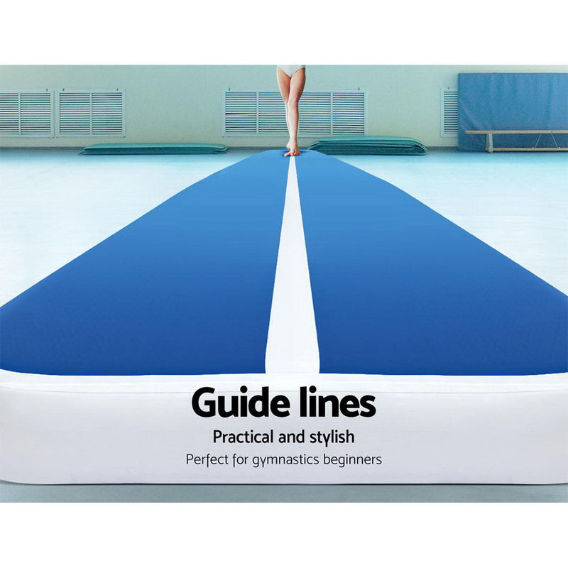 Everfit 7X1M Inflatable Air Track Mat 20CM Thick with Pump Tumbling Gymnastics Blue - Coll Online