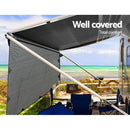 4.6M Caravan Privacy Screens 1.95m Roll Out Awning End Wall Side Sun Shade - Coll Online