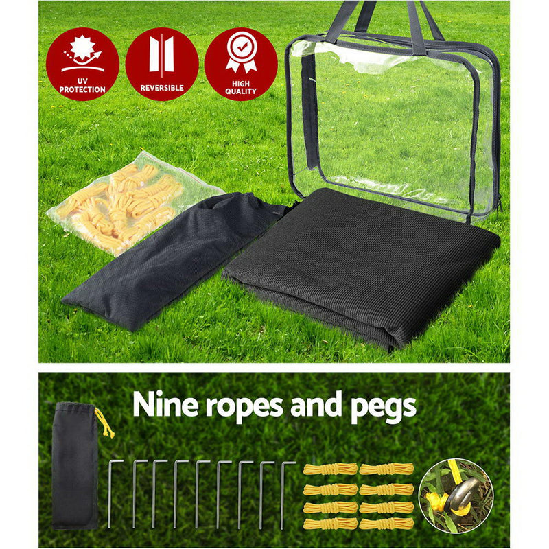 Black Caravan Privacy Screen 1.95 x 2.2M End Wall or Side Sun Shade Roll Out - Coll Online