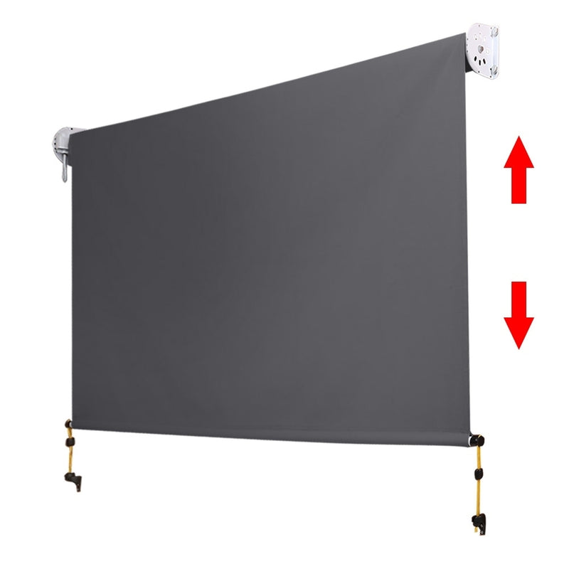 Instahut 1.8m x 2.5m Retractable Roll Down Awning - Grey - Coll Online