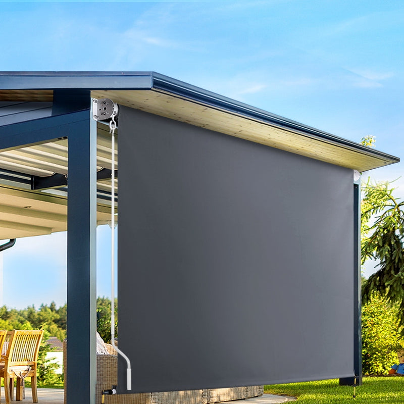 Instahut 1.8m x 2.5m Retractable Roll Down Awning - Grey - Coll Online