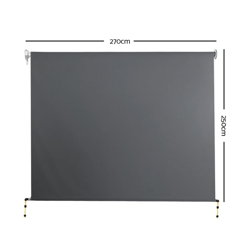 Instahut 2.7m x 2.5m Retractable Roll Down Awning - Grey - Coll Online