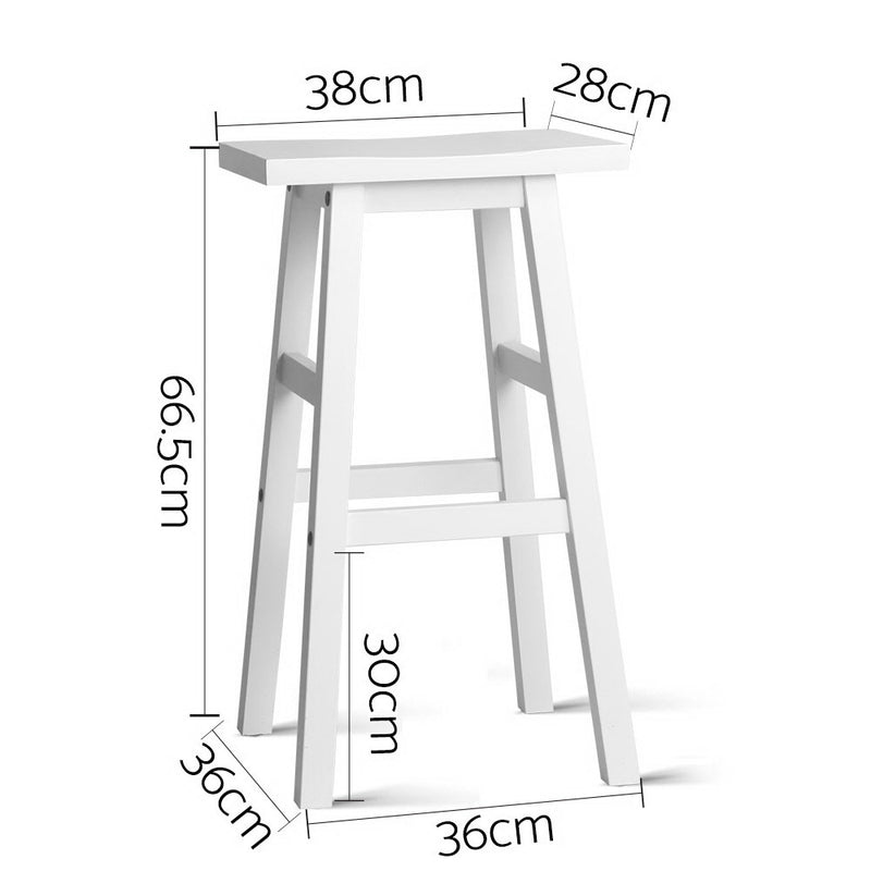 Artiss Set of 2 Wooden Backless Bar Stools - White - Coll Online
