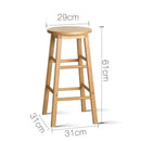 Artiss Set of 2 Beech Wood Backless Bar Stools - Natural - Coll Online