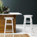 Artiss Set of 2 Beech Wood Backless Bar Stools - White - Coll Online