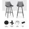 Artiss Set of 2 Velvet Bar Stools - Grey