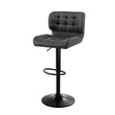 Artiss 2x Kitchen Bar Stools Gas Lift Bar Stool Chairs Swivel Leather Black Grey - Coll Online