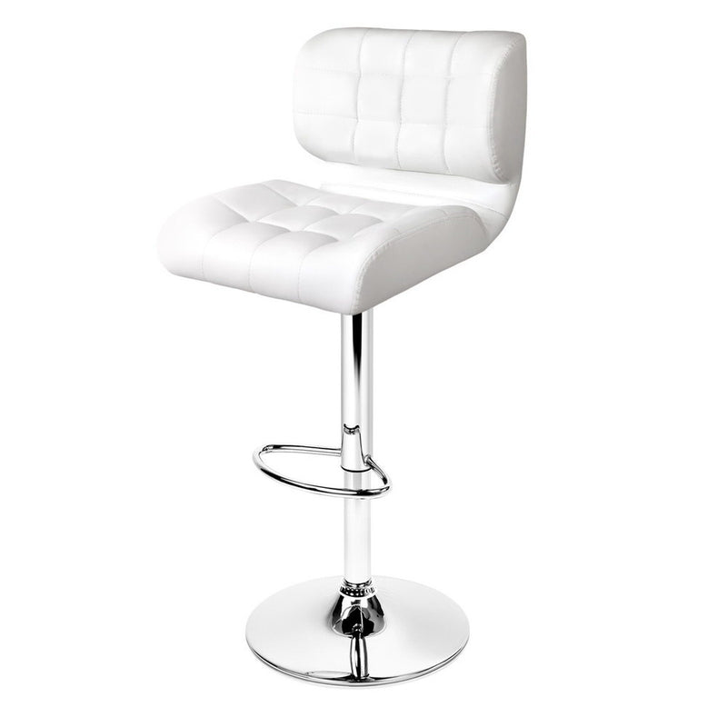 Artiss Set of 2 PU Leather Gas Lift Bar Stools - White - Coll Online