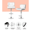 Artiss Set of 2 PU Leather Gas Lift Bar Stools - White - Coll Online