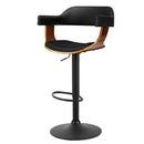 Artiss 1 x Wooden Bar Stools Kitchen Swivel Gas Lift Bar Stool Chairs Leather Black - Coll Online