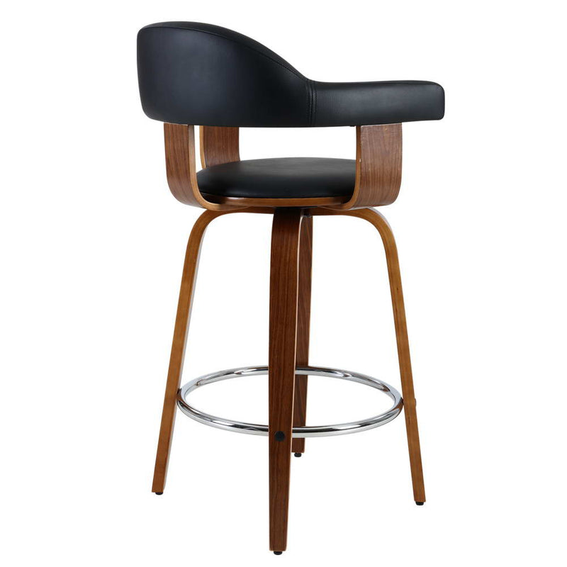 Artiss 2x Bar Stools Wooden Swivel Bar Stool Kitchen Dining Chair Wood Black - Coll Online