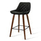 Artiss 2x Kitchen Bar Stools Wooden Stool Chairs Bentwood Barstool Leather Black - Coll Online