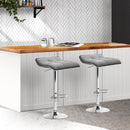 Artiss Set of 2 Fabric Bar Stools Swivel Bar Stools- Grey Chrome