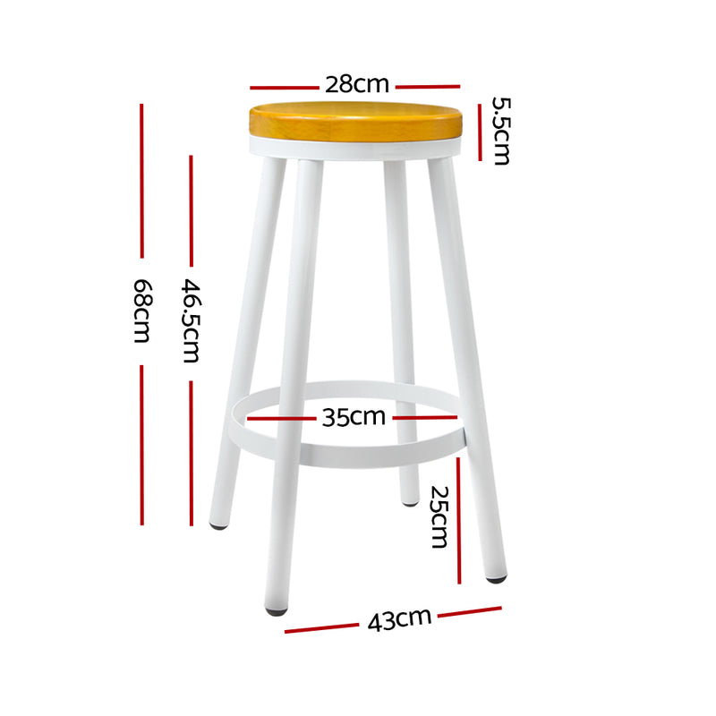 Artiss Set of 2 Wooden Stackable Bar Stools - White and Wood