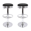 Artiss Set of 2 Backless PU Leather Bar Stools - Black and Chrome