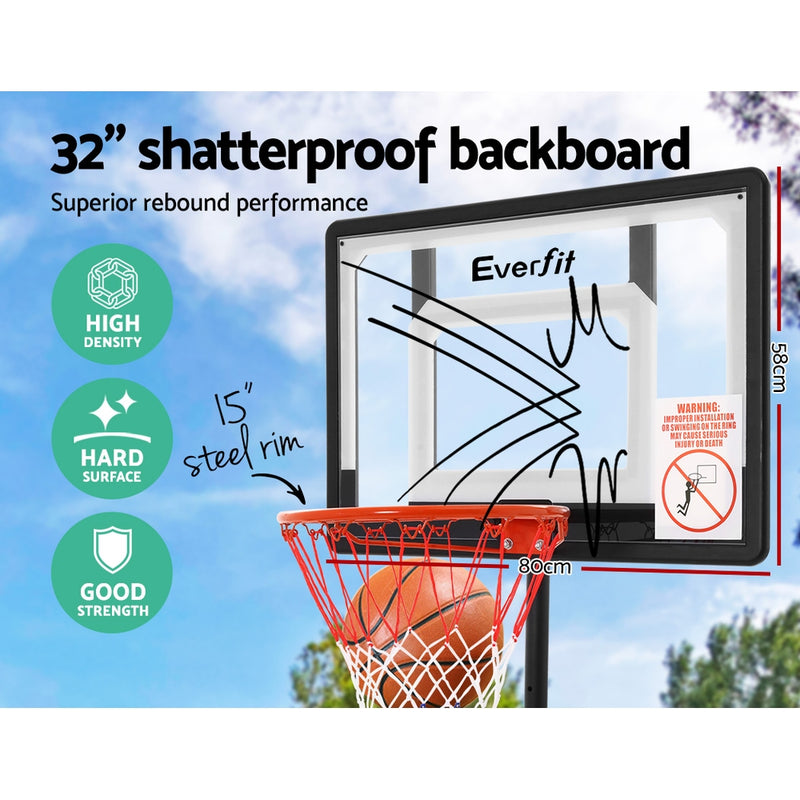 Everfit Adjustable Portable Basketball Stand Hoop System Rim