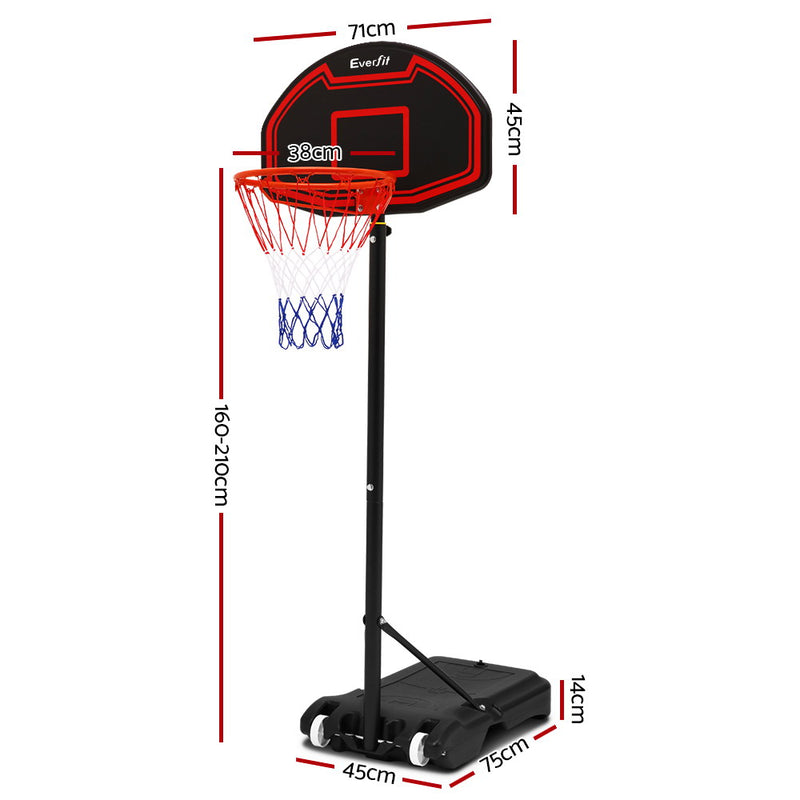 Everfit 2.1M Adjustable Portable Basketball Stand Hoop System Rim Black - Coll Online