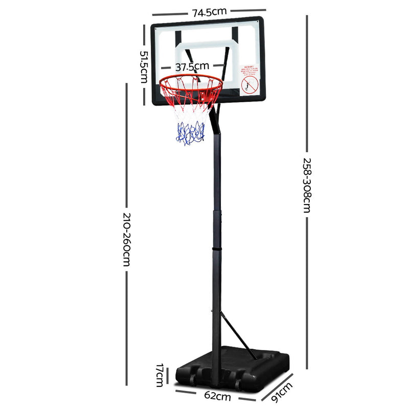 Everfit Adjustable Portable Basketball Stand Hoop System Rim - Coll Online