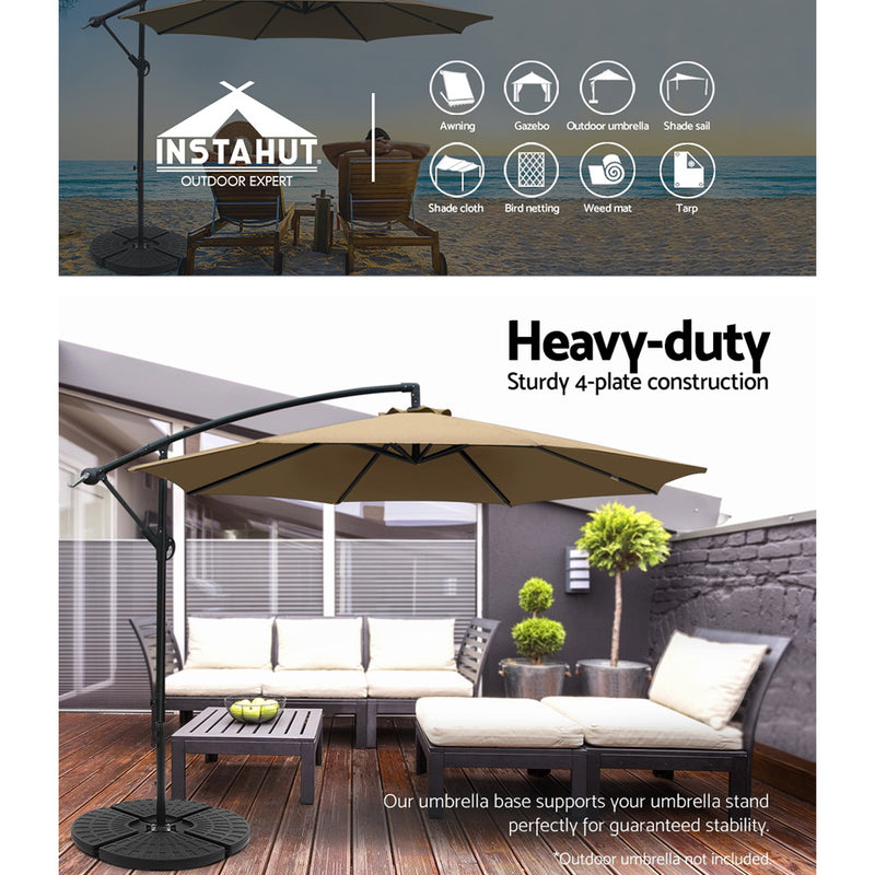 Instahut Outdoor Umbrella Stand 4 x Base Pod Plate Sand/Water Patio Cantilever Fanshaped - Coll Online