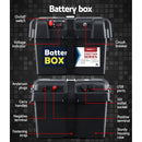 Giantz 135Ah Deep Cycle Battery & Battery Box 12V AGM Marine Sealed Power Solar Caravan 4WD Camping - Coll Online