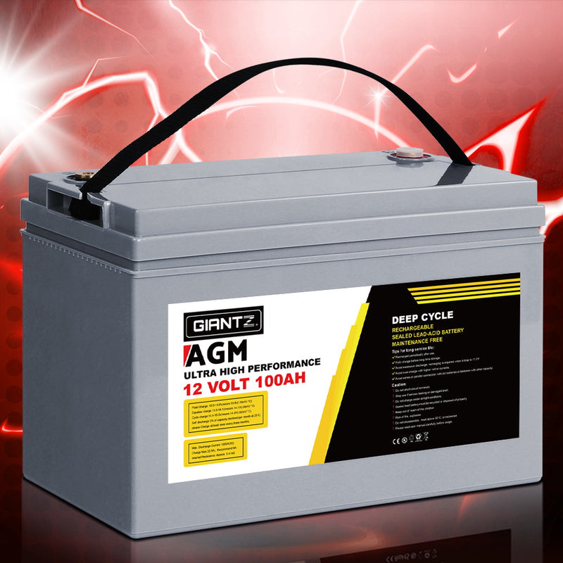 Giantz AGM Deep Cycle Battery 12V 120Ah Marine Sealed Power Portable Box Sola - Coll Online