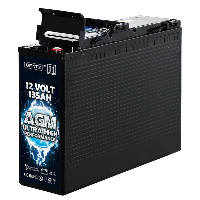 Giantz AGM Deep Cycle Battery 12V 135Ah Portable 4WD Sealed Marine Solar Slim - Coll Online