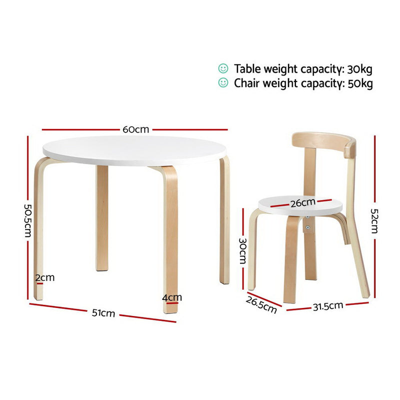 Keezi Nordic Kids Table Chair Set 3PC Desk Activity Study Play Children Modern