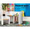 Keezi 3PC Kids Table and Chairs Set Toys Play Desk Children Shelf Storage White - Coll Online