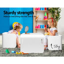 Keezi 3PC Kids Table and Chairs Set Toys Play Desk Children Shelf Storage White - Coll Online